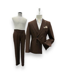 Modern Fit Bag Pocket Stitched Brown Limerick Suit