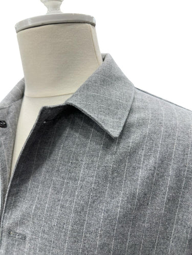 Gri Standart Fit Çizgili Yün Mont