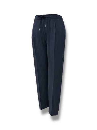 Lacivert Slim Fit Çizgili Jogger Yün Pantolon