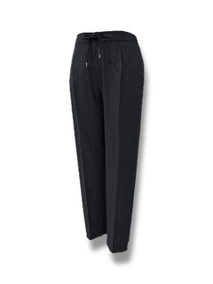 Black Slim Fit Striped Jogger Wool Pants