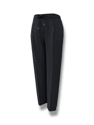 Siyah Slim Fit Çizgili Jogger Yün Pantolon