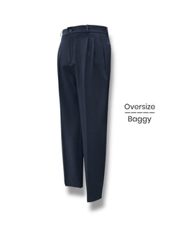 Navy Oversize Pleated Trousers