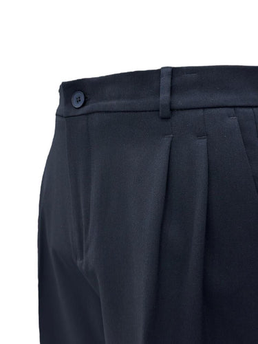 Lacivert Oversize Pileli Pantolon