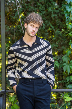 Black Standard Fit Zebra Pattern Knit Sweater