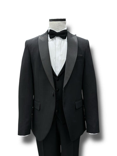 Slim Fit Black Vest Groom Tuxedo