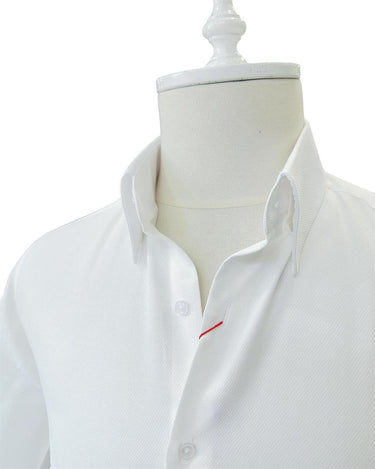 Slim Fit Stand Collar Hidden Button White Swagg Shirt