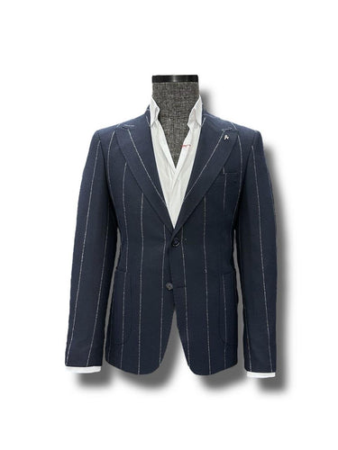 Lacivert Standart Fit Çizgili Takım Elbise