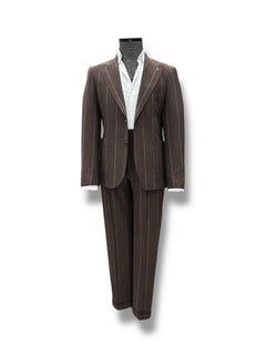 Brown Standard Fit Striped Suit