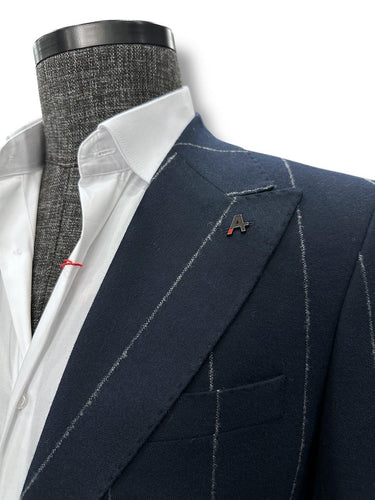 Lacivert Standart Fit Çizgili Takım Elbise