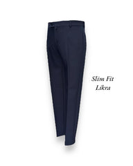 Timeless Navy Slim Fit Side Pocket Classic Cut Lycra Trousers