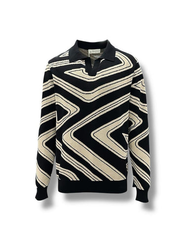 Siyah Standart Fit Zebra Desen Triko