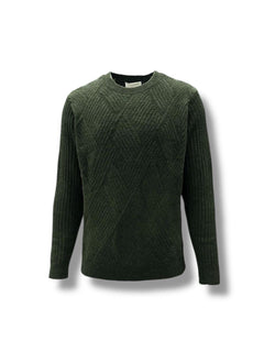 Green Knitted Embossed Standard Fit Sweater
