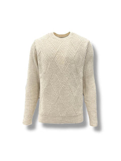 Beige Knitted Embossed Standard Fit Sweater