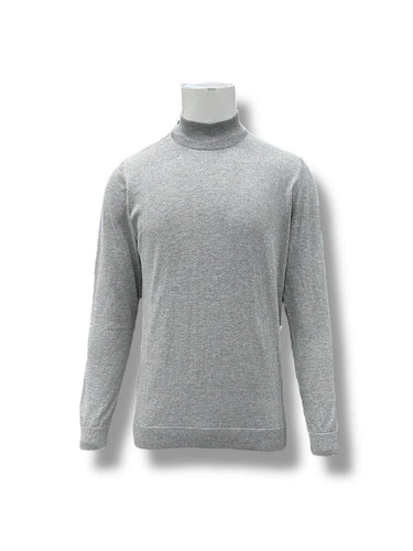 Gri Standart Fit Yarım Balıkçı Pamuklu Triko Kazak