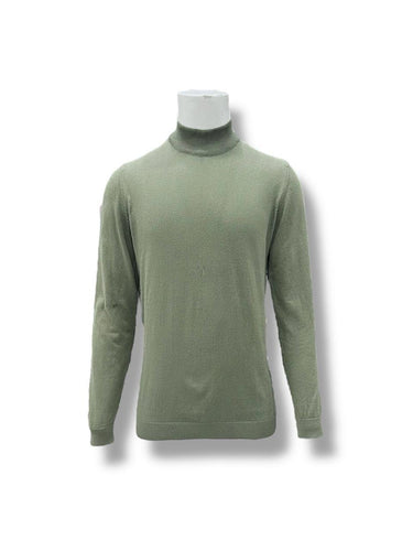 Haki Standart Fit Yarım Balıkçı Pamuklu Triko Kazak