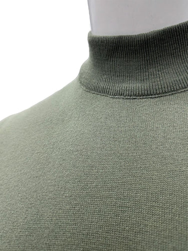 Haki Standart Fit Yarım Balıkçı Pamuklu Triko Kazak