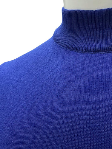 Sax Mavi Standart Fit Yarım Balıkçı Pamuklu Triko Kazak