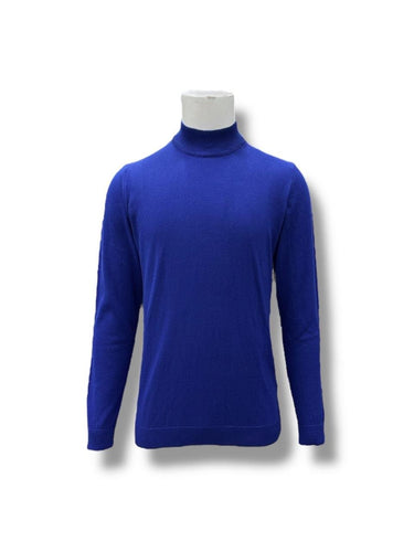 Sax Mavi Standart Fit Yarım Balıkçı Pamuklu Triko Kazak