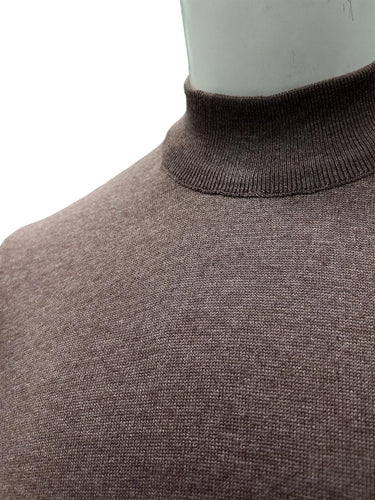 Kahverengi Standart Fit Yarım Balıkçı Pamuklu Triko Kazak