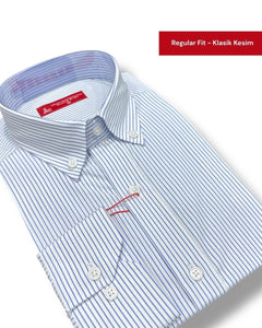 Button-down collar regular fit cotton shirt
