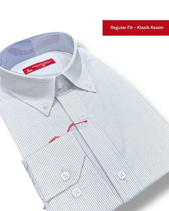 Button-down collar regular fit cotton shirt