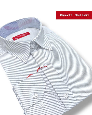 Yaka Düğmeli Regulafit Pamuk Gömlek