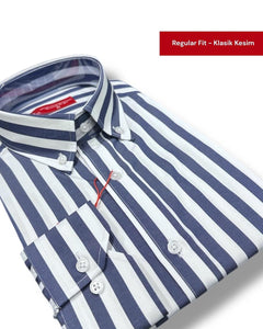 Button-down collar regular fit cotton shirt