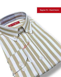 Button-down collar regular fit cotton shirt