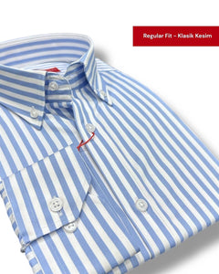 Yaka Düğmeli Regulafit Pamuk Gömlek