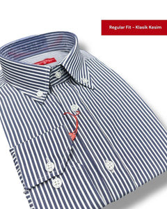 Yaka Düğmeli Regulafit Pamuk Gömlek