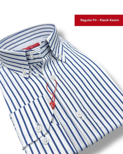 Button-down collar regular fit cotton shirt