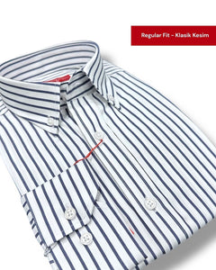 Button-down collar regular fit cotton shirt