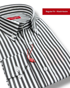 Button-down collar regular fit cotton shirt