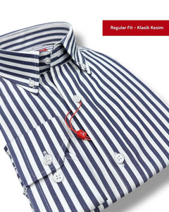 Button-down collar regular fit cotton shirt