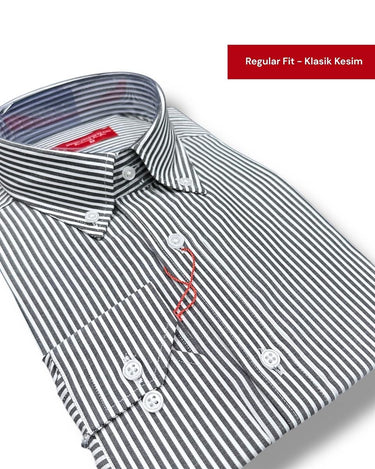 Yaka Düğmeli Regulafit Pamuk Gömlek