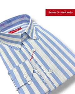 Button-down collar regular fit cotton shirt
