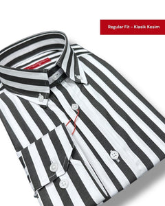 Button-down collar regular fit cotton shirt