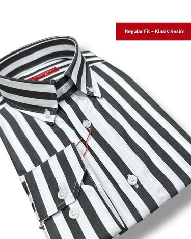 Yaka Düğmeli Regulafit Pamuk Gömlek