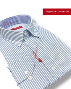 Button-down collar regular fit cotton shirt